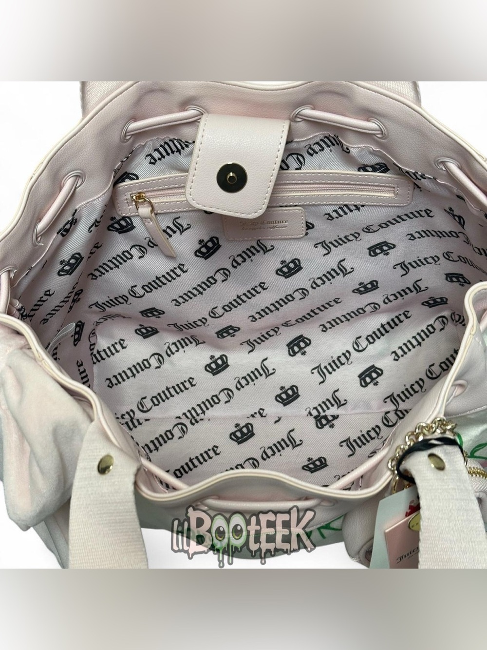 Juicy Couture Retro Cherry Gelato Daydreamer Tote Bag Cream Pink Y2K VIRAL HTF - Picture 6 of 8